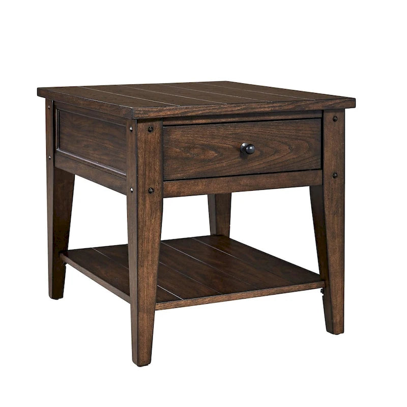 Liberty Furniture Lake House Accent End Table Rustic Brown Oak-2