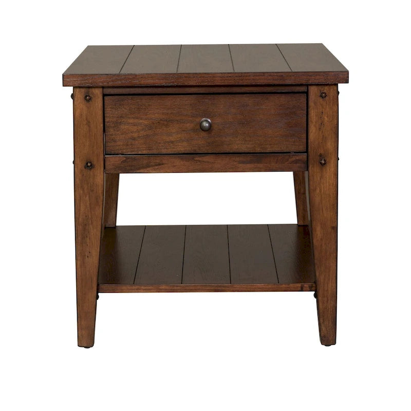 Liberty Furniture Lake House Accent End Table Rustic Brown Oak-3