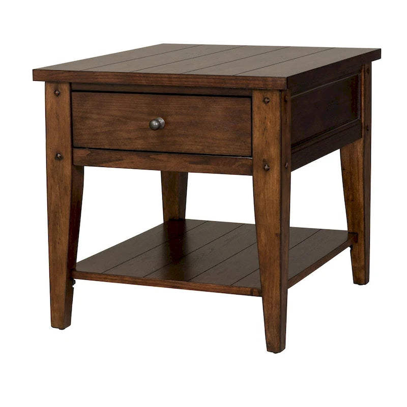 Liberty Furniture Lake House Accent End Table Rustic Brown Oak-4