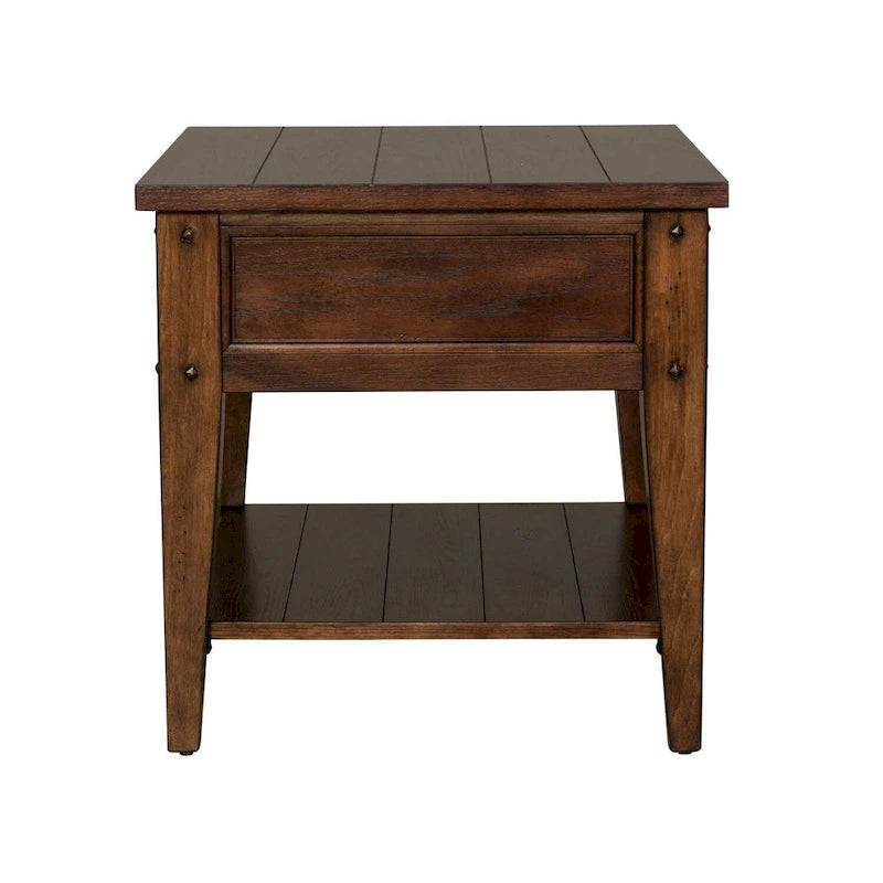 Liberty Furniture Lake House Accent End Table Rustic Brown Oak-5