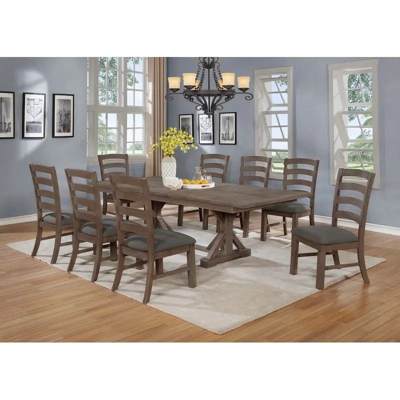 Best Quality Furniture Rustic Trestle 9-piece Dining Set-4