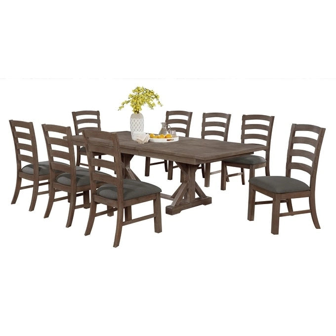 Best Quality Furniture Rustic Trestle 9-piece Dining Set-5