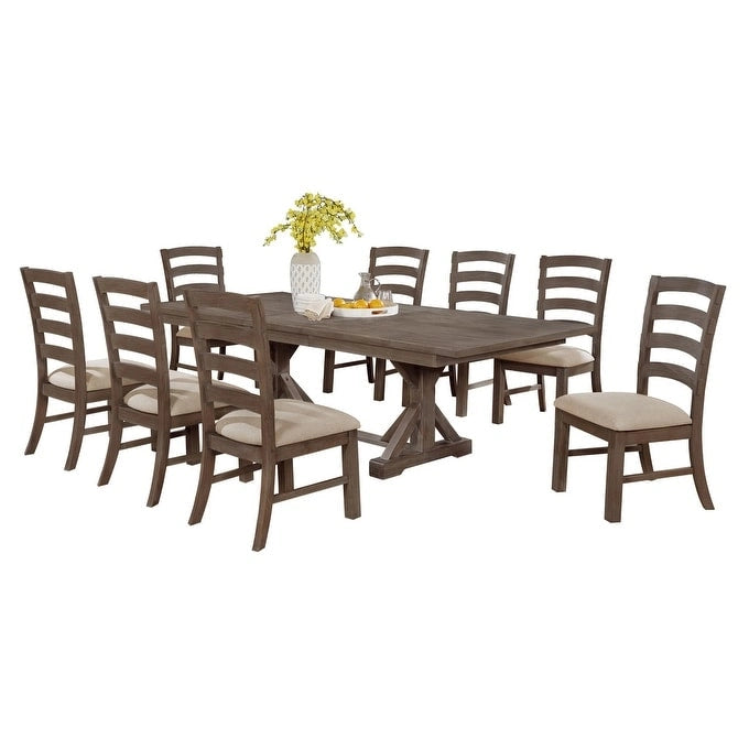 Best Quality Furniture Rustic Trestle 9-piece Dining Set-9