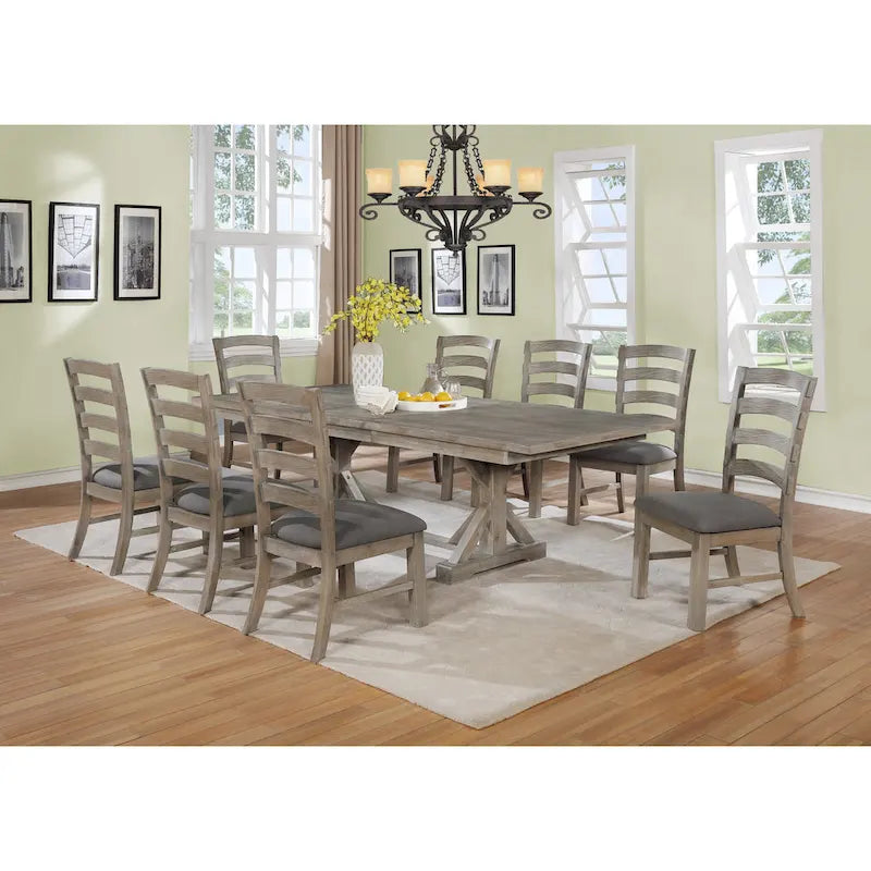 Best Quality Furniture Rustic Trestle 9-piece Dining Set-11