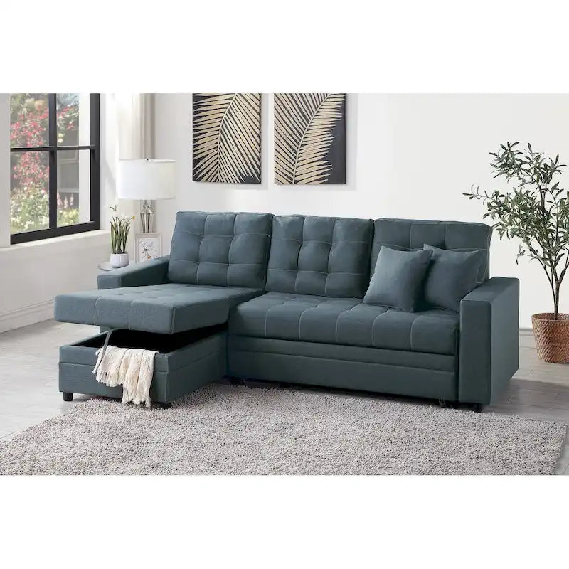 Poundex Reversible Convertible Sectional Sleeper with Storage-26