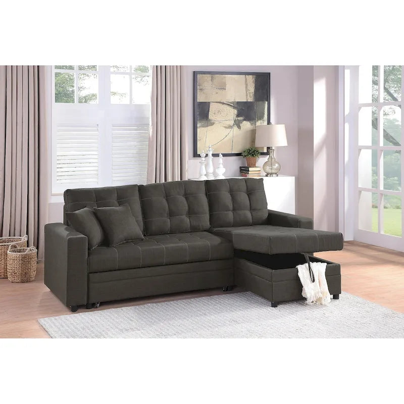 Poundex Reversible Convertible Sectional Sleeper with Storage-27