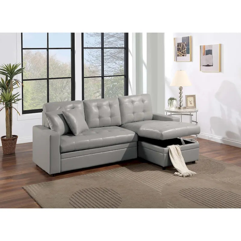 Poundex Reversible Convertible Sectional Sleeper with Storage-29