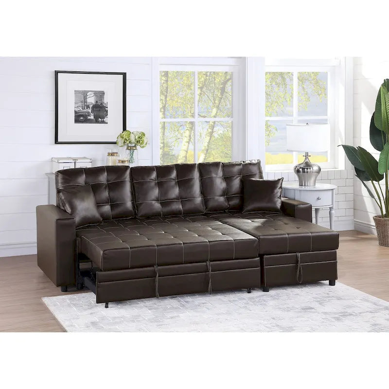 Poundex Reversible Convertible Sectional Sleeper with Storage-2
