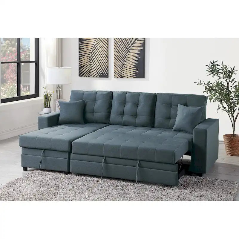 Poundex Reversible Convertible Sectional Sleeper with Storage-3