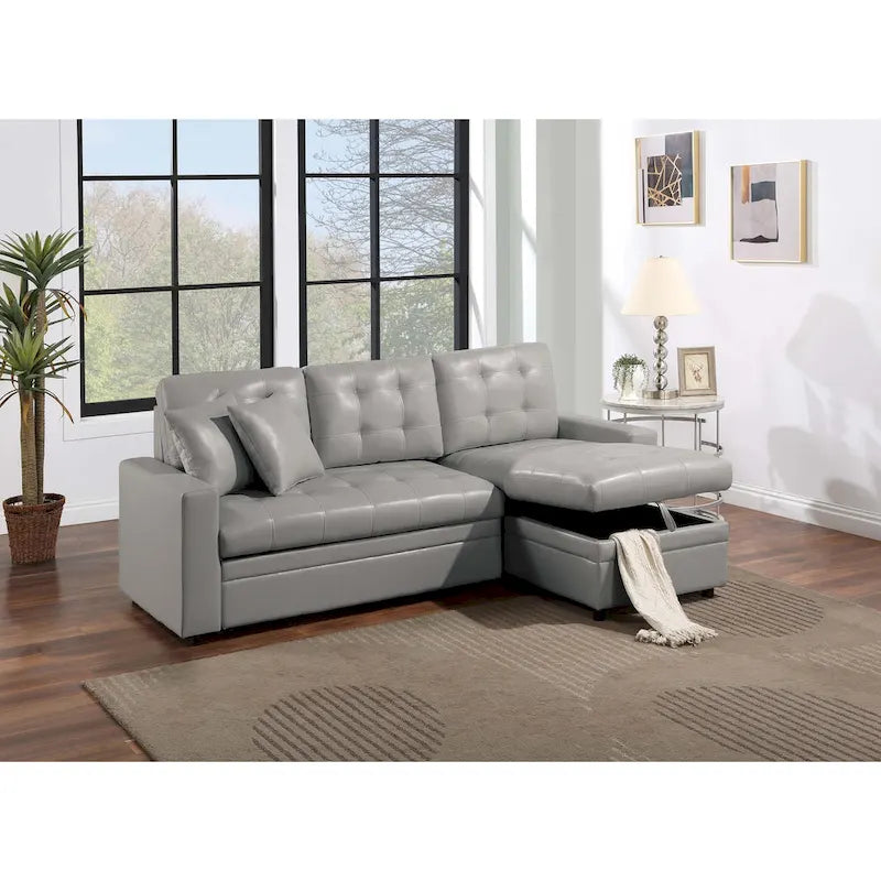 Poundex Reversible Convertible Sectional Sleeper with Storage-4