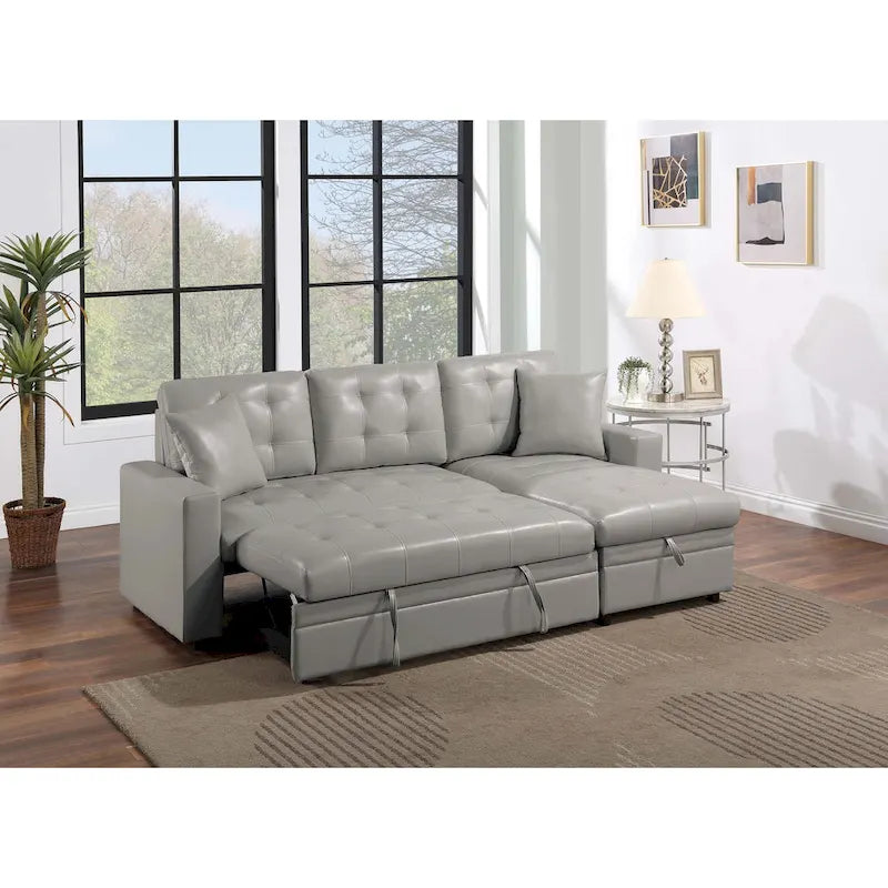 Poundex Reversible Convertible Sectional Sleeper with Storage-5