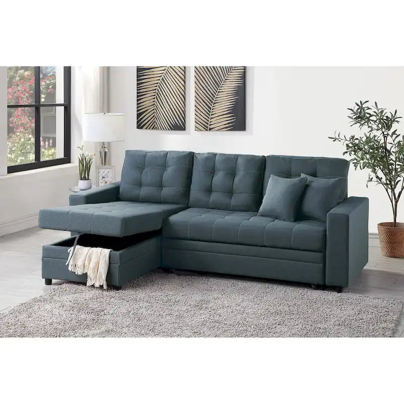 Poundex Reversible Convertible Sectional Sleeper with Storage-8
