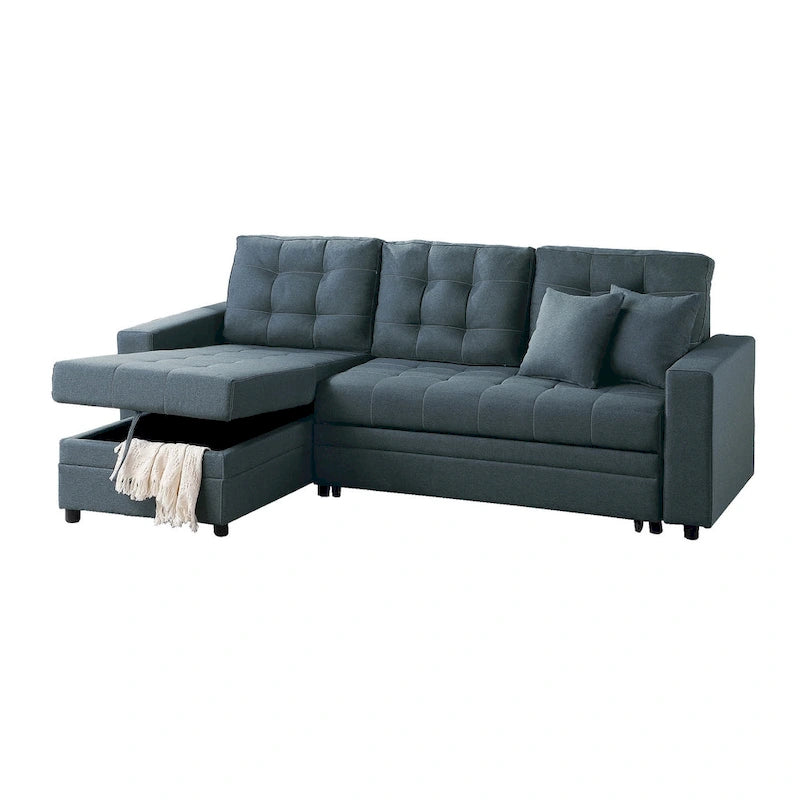 Poundex Reversible Convertible Sectional Sleeper with Storage-14
