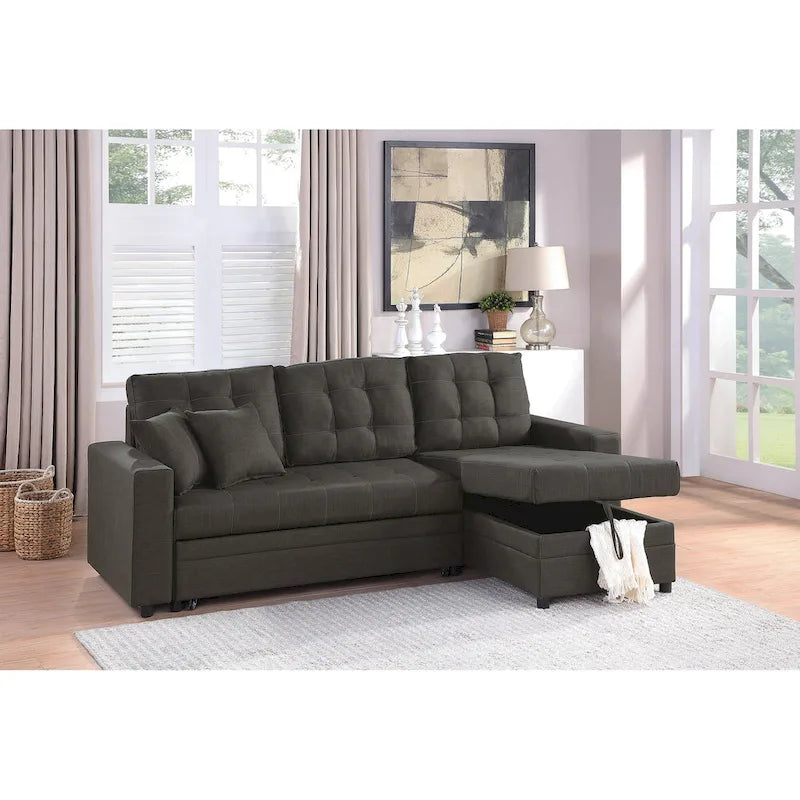 Poundex Reversible Convertible Sectional Sleeper with Storage-16
