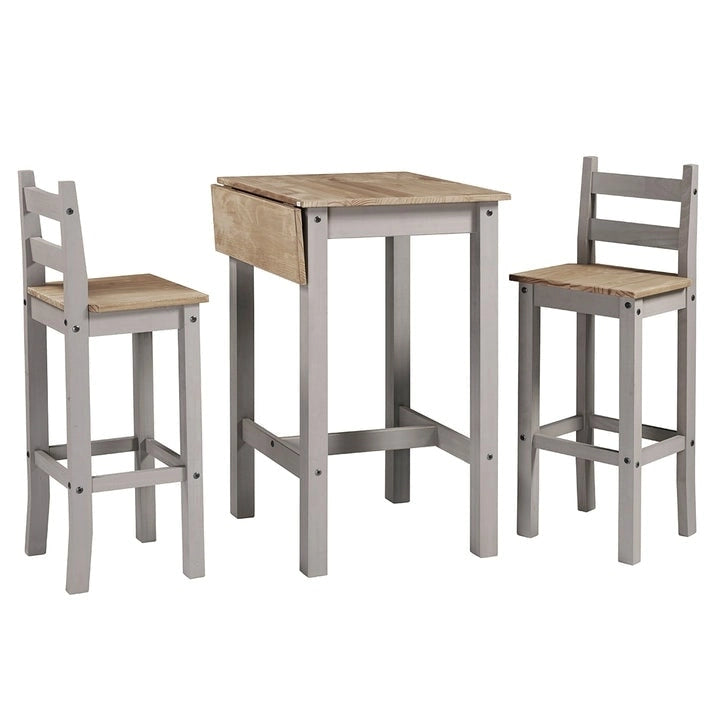 Wood Bar Height Dining Set of Drop Leaf Table and 2 Chairs Corona Collection-16