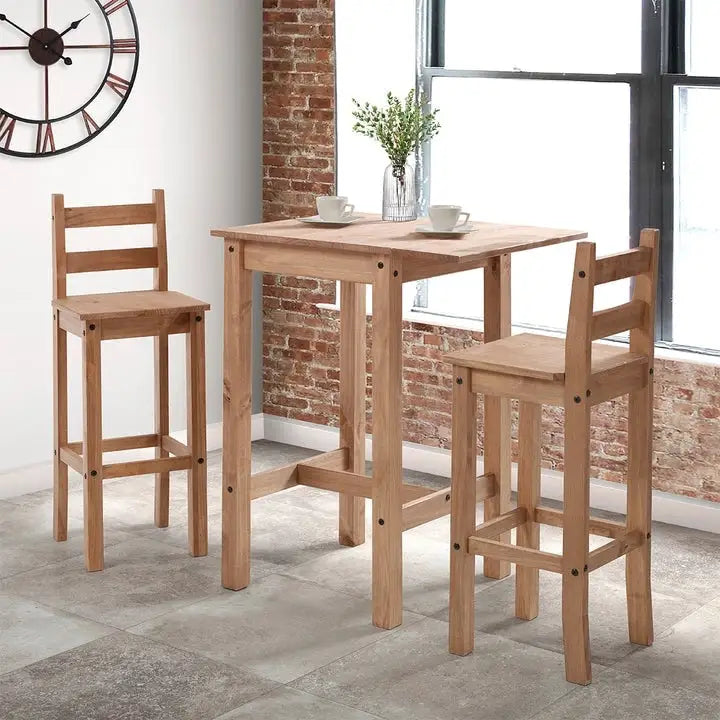 Wood Bar Height Dining Set of Drop Leaf Table and 2 Chairs Corona Collection-11