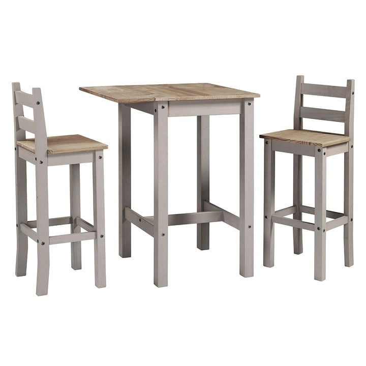 Wood Bar Height Dining Set of Drop Leaf Table and 2 Chairs Corona Collection-15