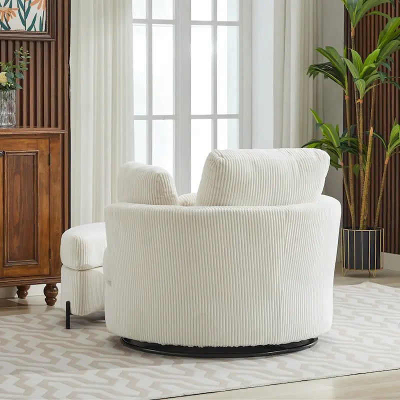 42.3W Upholstered Swivel Accent Chair with 4 Pillows and Half-Moon Storage Ottoman-22