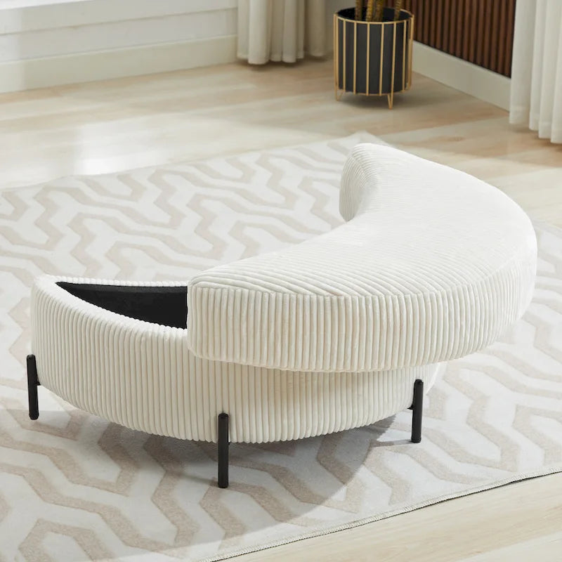 42.3W Upholstered Swivel Accent Chair with 4 Pillows and Half-Moon Storage Ottoman-25