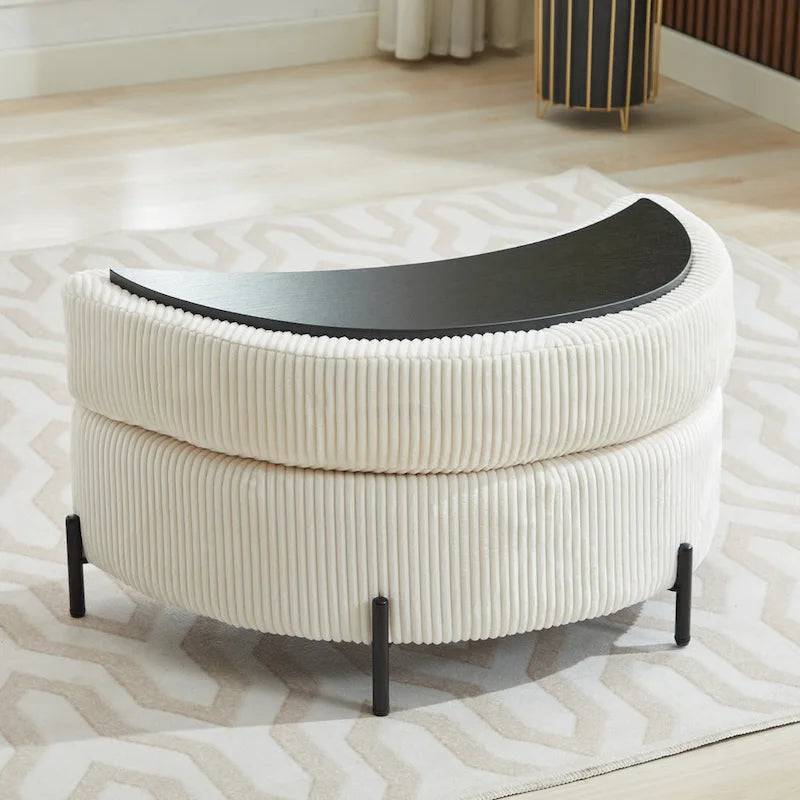 42.3W Upholstered Swivel Accent Chair with 4 Pillows and Half-Moon Storage Ottoman-26