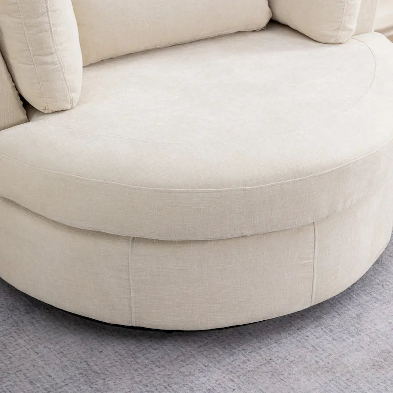 42.3W Upholstered Swivel Accent Chair with 4 Pillows and Half-Moon Storage Ottoman-35