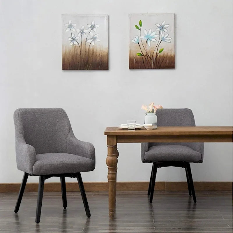 Swivel Dining Chairs Set of 2 Upholstered Accent Chairs Living Room Chairs Desk Office Arm Chair-11