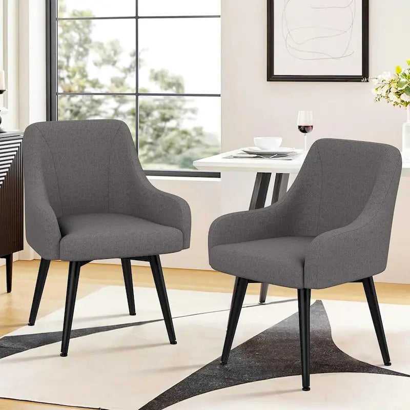 Swivel Dining Chairs Set of 2 Upholstered Accent Chairs Living Room Chairs Desk Office Arm Chair-3