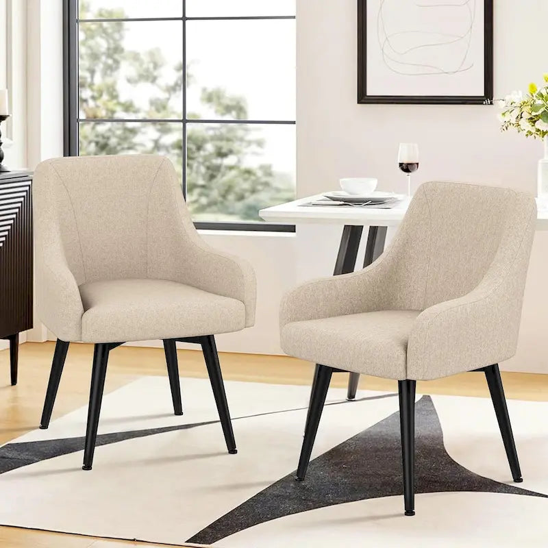 Swivel Dining Chairs Set of 2 Upholstered Accent Chairs Living Room Chairs Desk Office Arm Chair-8