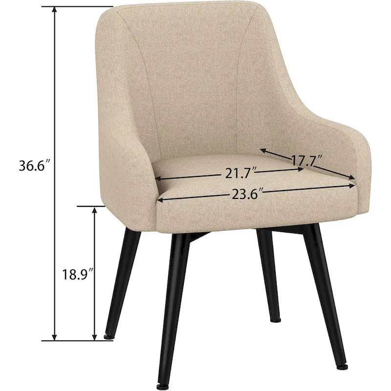 Swivel Dining Chairs Set of 2 Upholstered Accent Chairs Living Room Chairs Desk Office Arm Chair-9