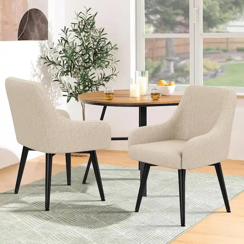 Swivel Dining Chairs Set of 2 Upholstered Accent Chairs Living Room Chairs Desk Office Arm Chair-10