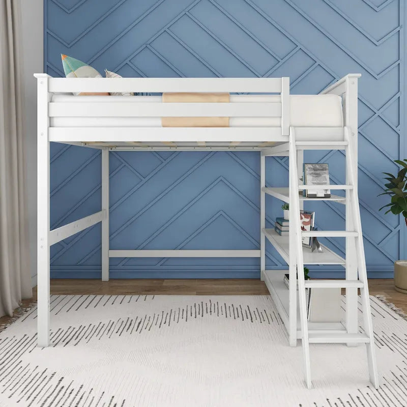 Max and Lily Full-Size High Loft Bed with Bookcase-4