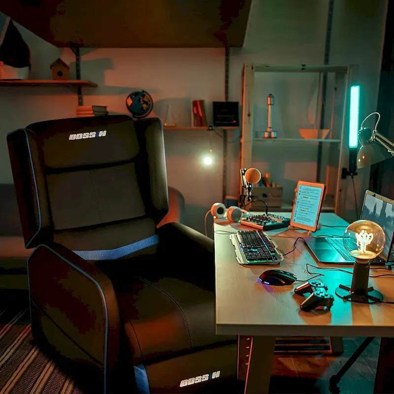 BOSSIN PU Leather Ergonomic Gaming Single Recliner Seating Sofa for Living Room-9