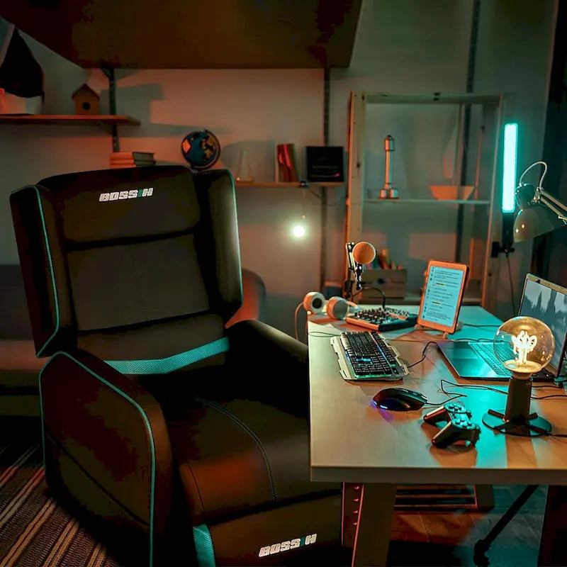 BOSSIN PU Leather Ergonomic Gaming Single Recliner Seating Sofa for Living Room-15