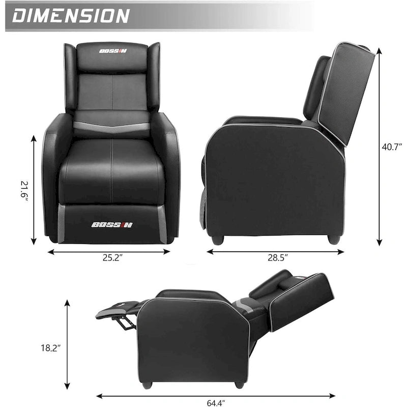 BOSSIN PU Leather Ergonomic Gaming Single Recliner Seating Sofa for Living Room-16