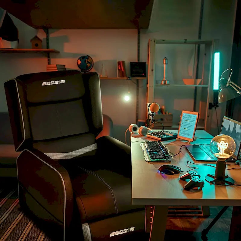 BOSSIN PU Leather Ergonomic Gaming Single Recliner Seating Sofa for Living Room-20