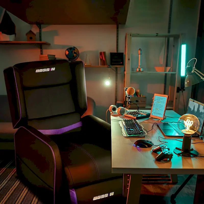 BOSSIN PU Leather Ergonomic Gaming Single Recliner Seating Sofa for Living Room-26