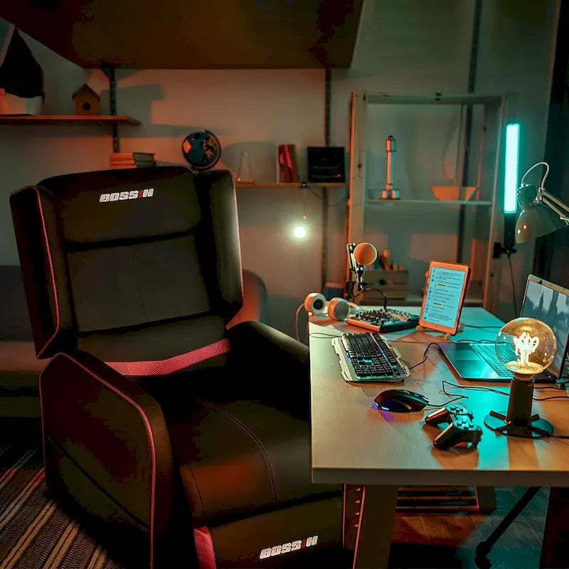 BOSSIN PU Leather Ergonomic Gaming Single Recliner Seating Sofa for Living Room-32