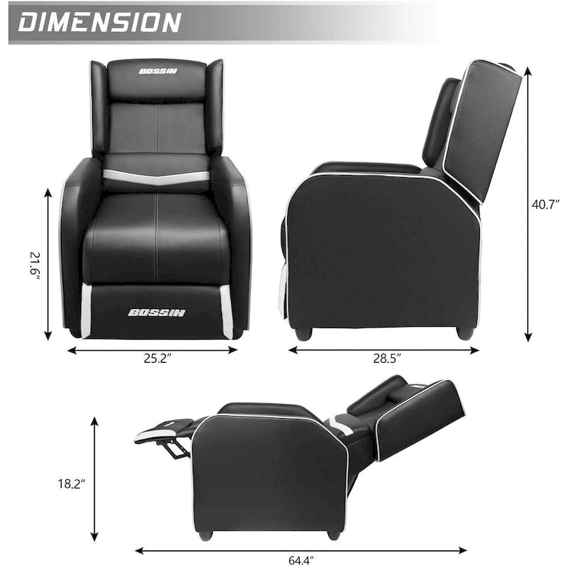 BOSSIN PU Leather Ergonomic Gaming Single Recliner Seating Sofa for Living Room-34