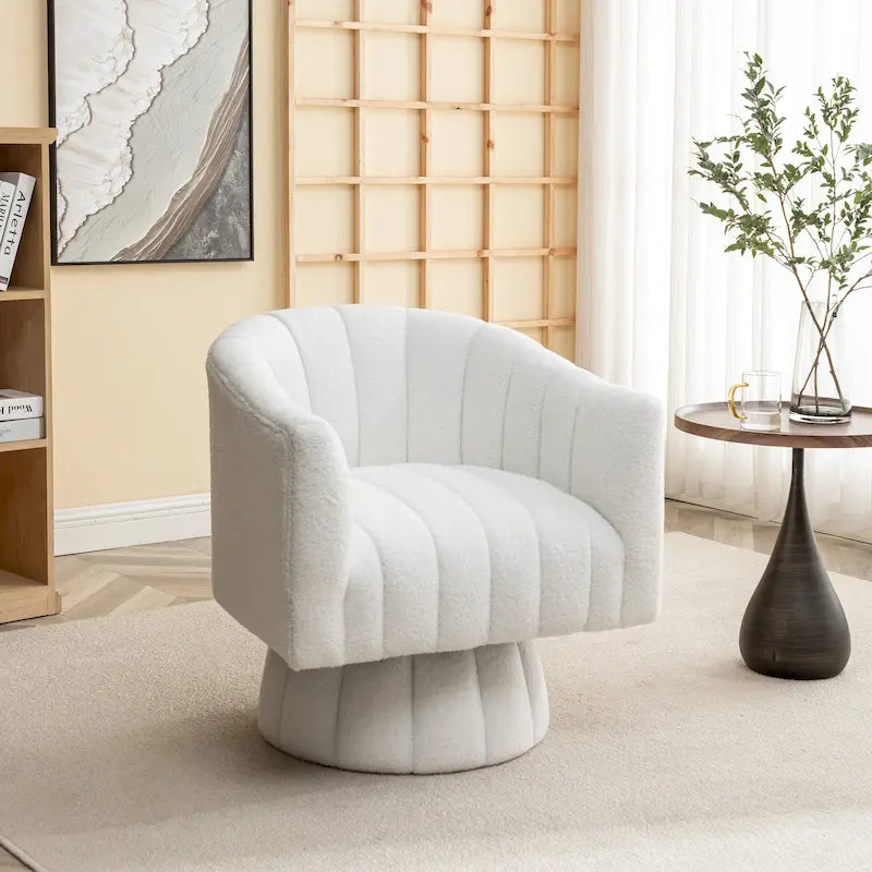 SEYNAR Modern Glam Velvet Upholstered Round Swivel Accent Barrel Chair-36