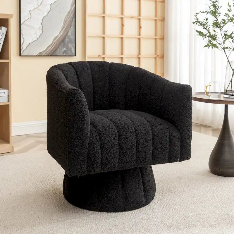 SEYNAR Modern Glam Velvet Upholstered Round Swivel Accent Barrel Chair-38