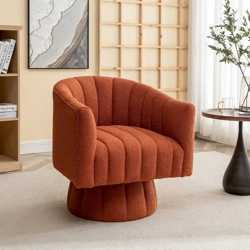 SEYNAR Modern Glam Velvet Upholstered Round Swivel Accent Barrel Chair-39