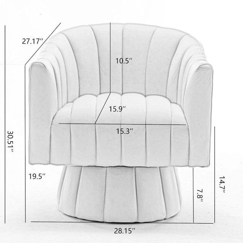 SEYNAR Modern Glam Velvet Upholstered Round Swivel Accent Barrel Chair-5