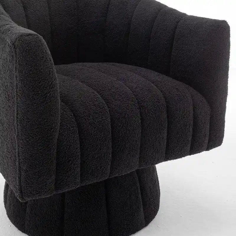 SEYNAR Modern Glam Velvet Upholstered Round Swivel Accent Barrel Chair-25