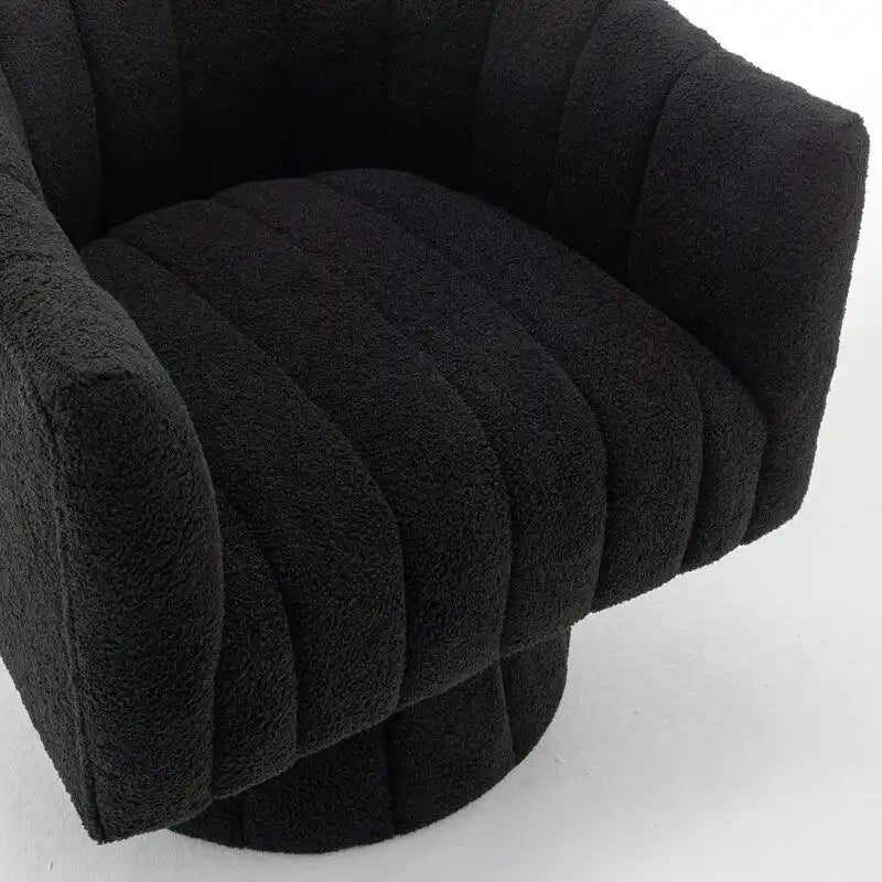 SEYNAR Modern Glam Velvet Upholstered Round Swivel Accent Barrel Chair-31
