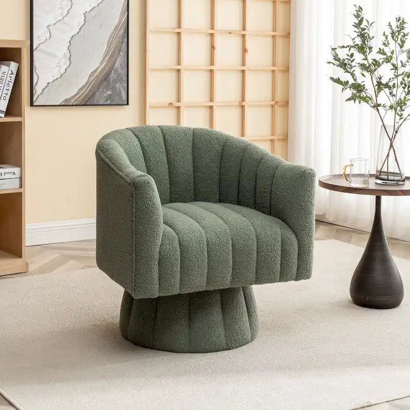 SEYNAR Modern Glam Velvet Upholstered Round Swivel Accent Barrel Chair-32