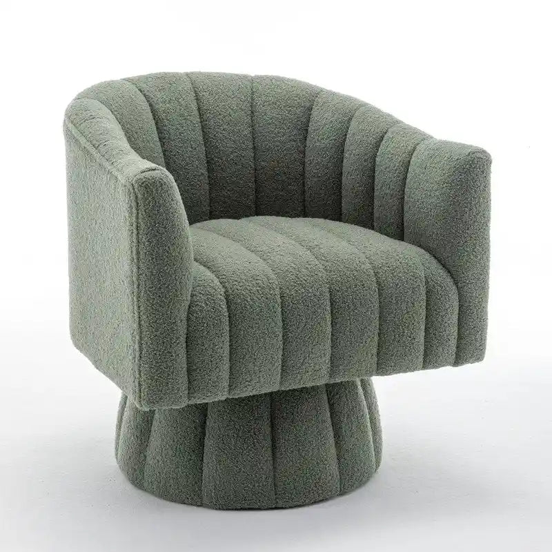 SEYNAR Modern Glam Velvet Upholstered Round Swivel Accent Barrel Chair-34