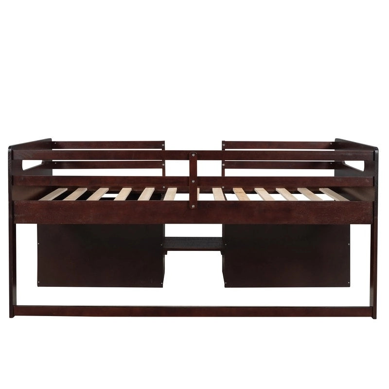 Twin Loft Bed with Storage and Drawers, Low Loft Bed Frame with 2 Shelves and 2 Drawers, No Box Spring Needed-10