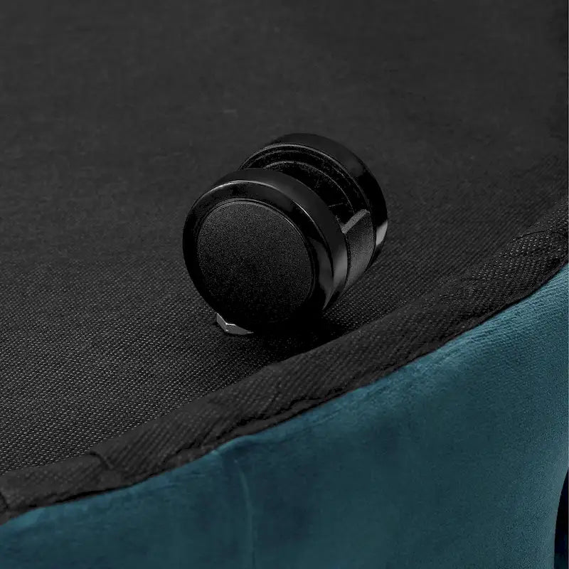 Corvus Chesterfield Round Tufted Velvet Ottoman with Casters-13