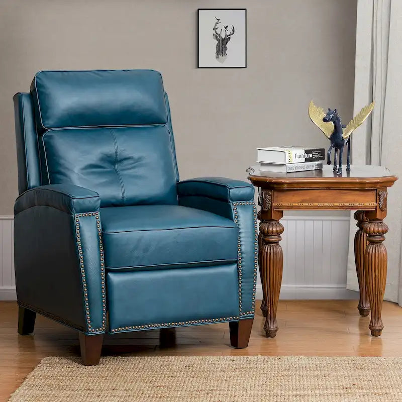 Gaspar Mid-Century Modern Pushback Recliner with Nailhead Trim by HULALA HOME-37