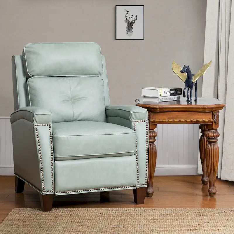 Gaspar Mid-Century Modern Pushback Recliner with Nailhead Trim by HULALA HOME-42